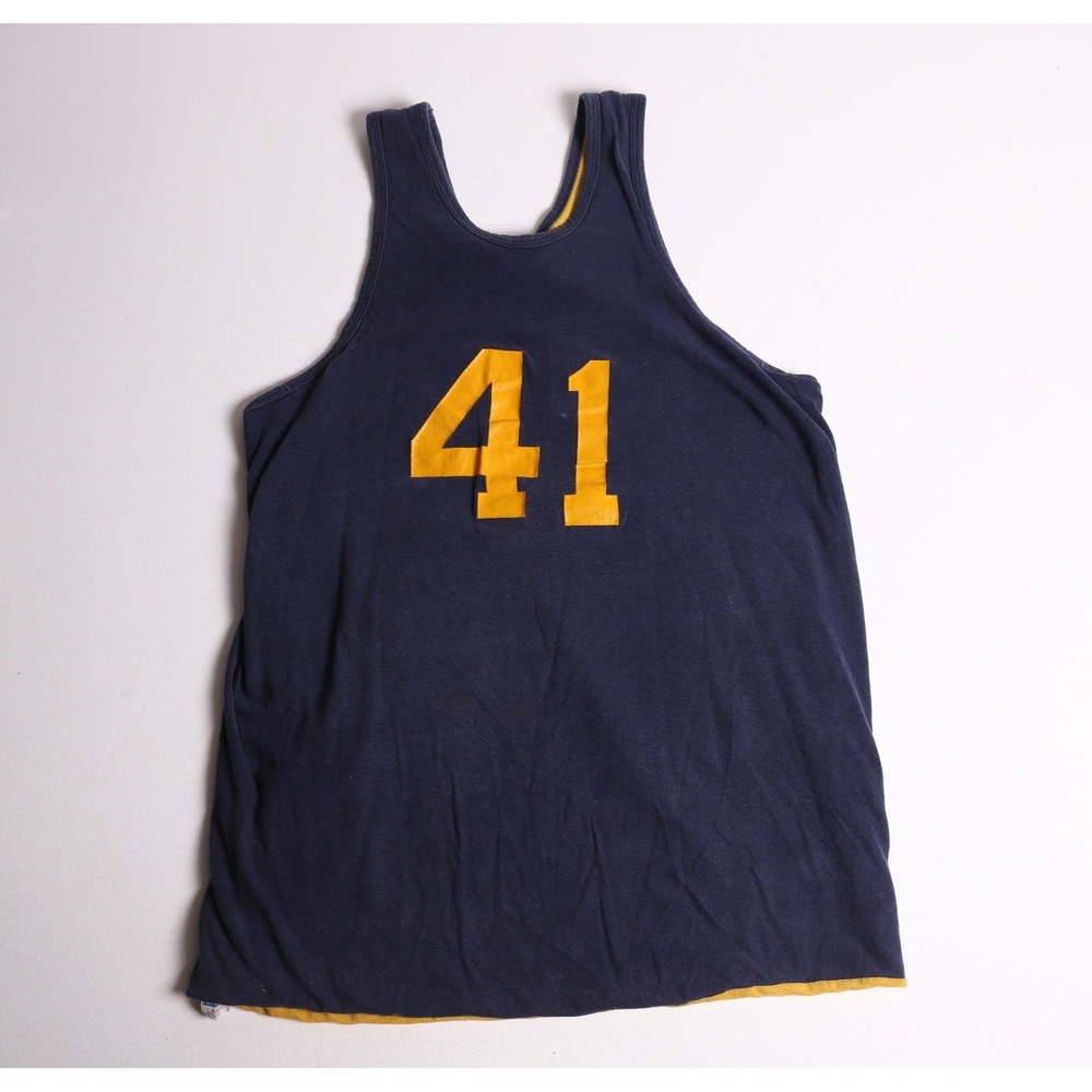 Vintage 70s Champion Reversible Tank Top Navy Yellow 41 Mens Large 100% Cotton